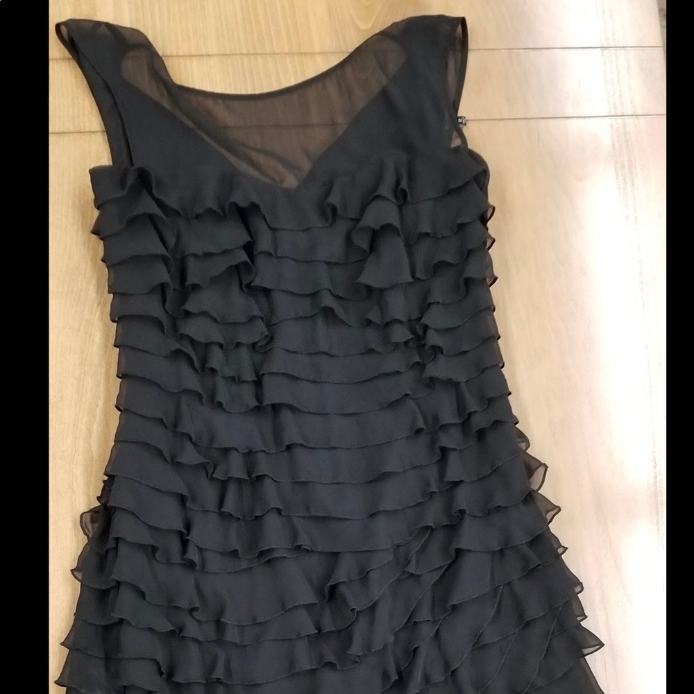 (3/$23) Vintage Express Black Ruffle Dress.